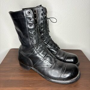 Corcoran 1500 Vintage Cap Toe Jump Boots Men 8 C Narrow Black Leather Combat USA